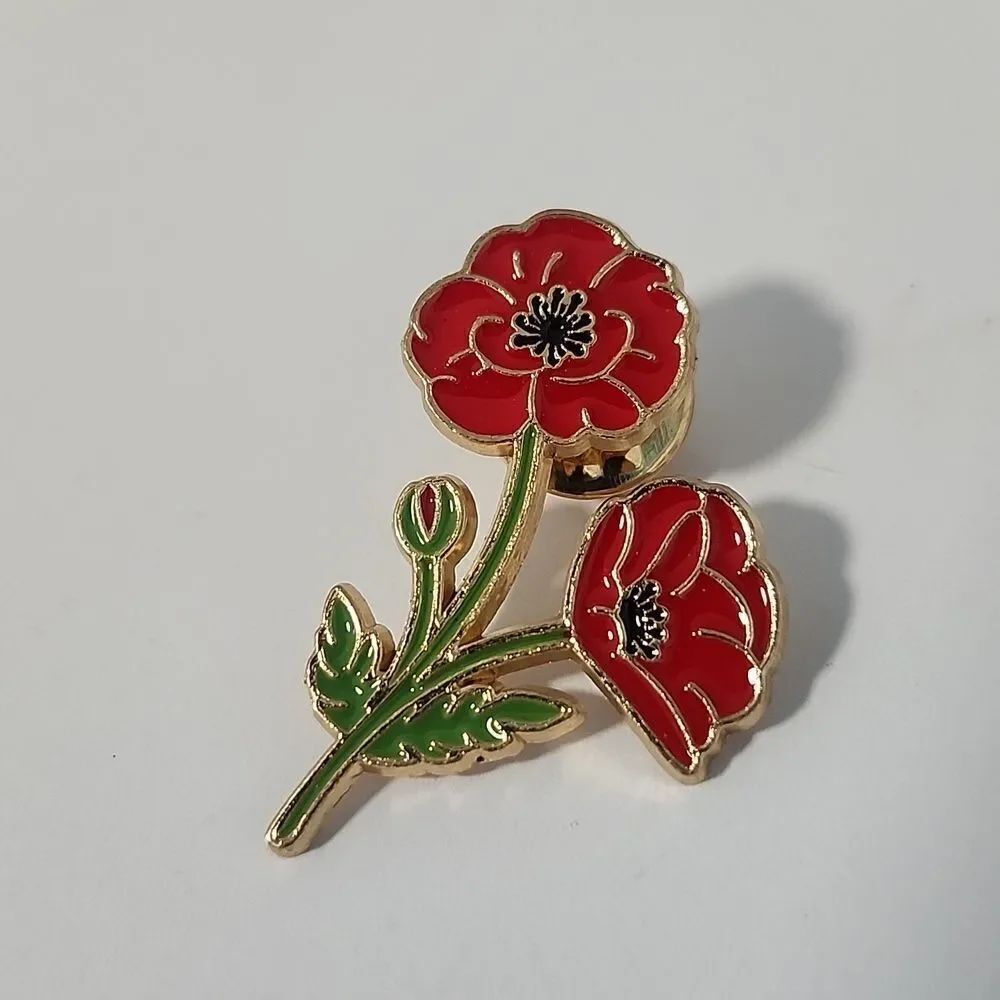 Red and Green Floral Brooch